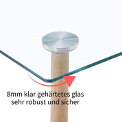 Esstisch aus Glas Rechteckiger Moderner Esstisch Küchentisch mit Metallbeine für Wohnzimmer Esszimmer Büro, Natur DE | LEUKHOUSE