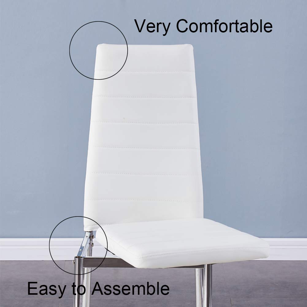 Esszimmerstühle 4er Set Weiße Moderner Eleganter Wohnzimmerstuhl Bürostühle Küchenstühle mit Verchromte Beine Weiß DE | LEUKHOUSE