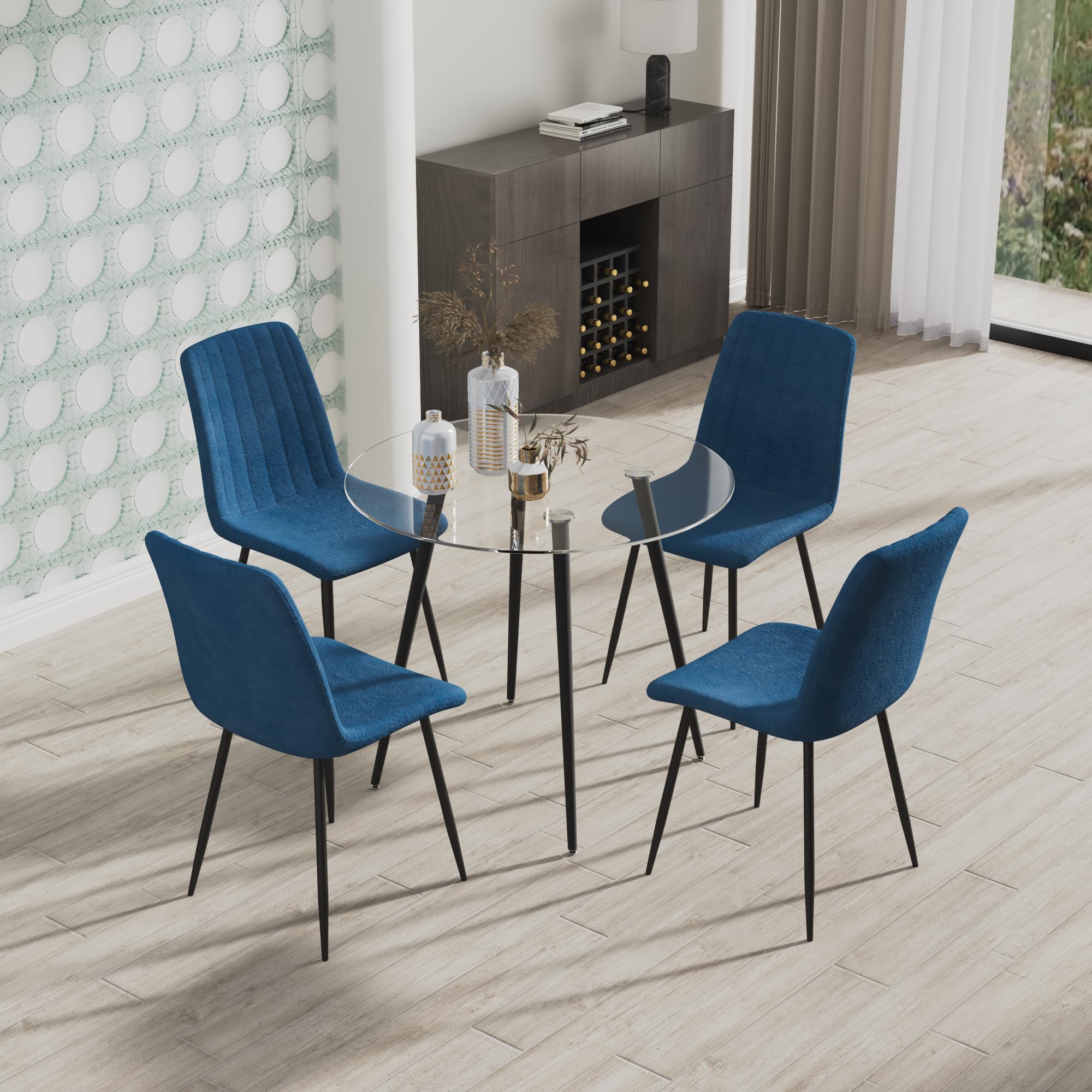 Esstisch Glas Esszimmertisch küchentisch Glastisch Moderner Stil Runder Tisch für Wohnzimmer Büro Küche Schwarz 80cm DE | LEUKHOUSE