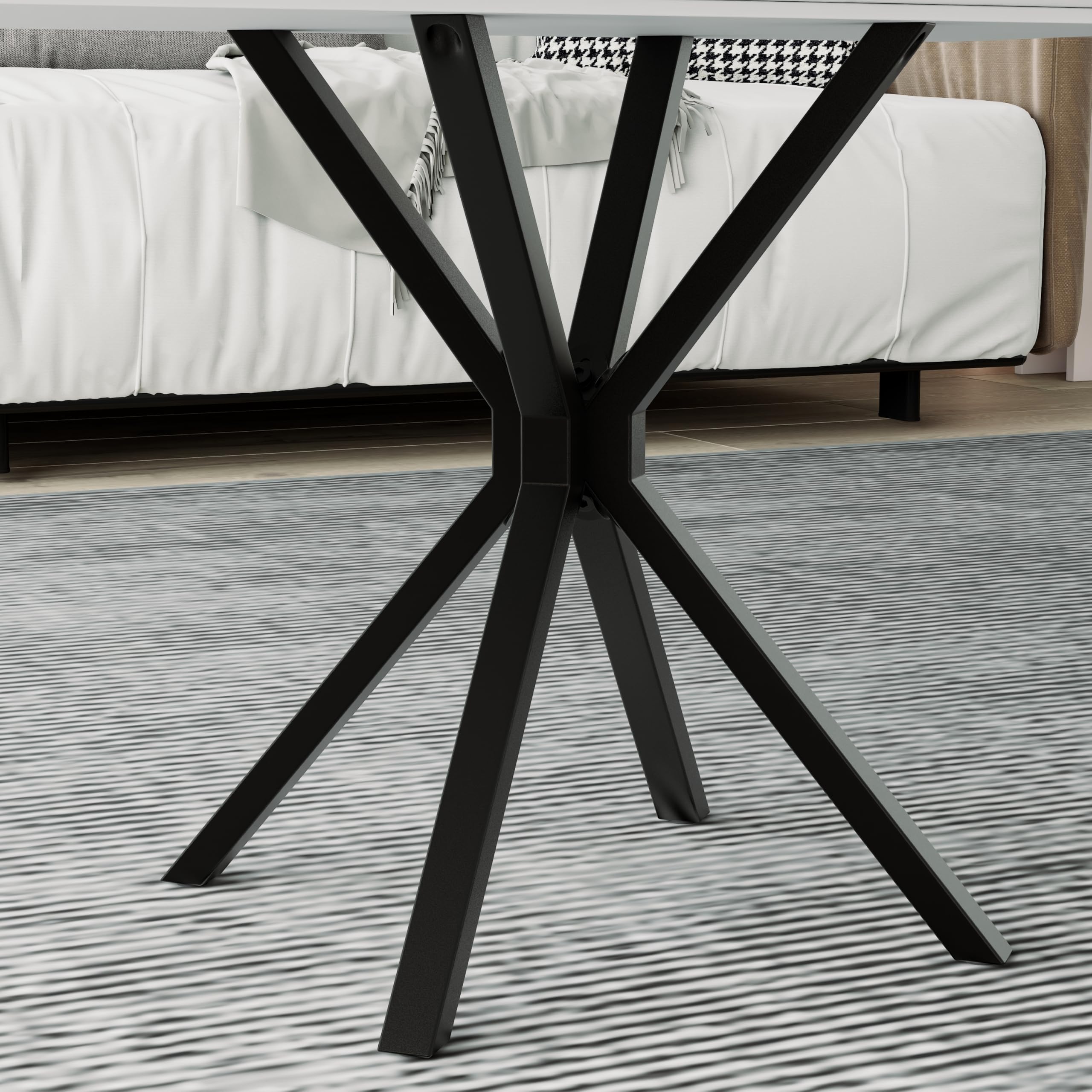 Couchtisch Weiß Wohnzimmertisch Marmor im Industriestil, Rechteckiger Sofatisch, Kaffetisch, TV Tische, für Wohnzimmer, Schlafzimmer, 100 x 50 x 45cm DE | LEUKHOUSE