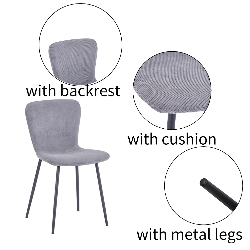 4er Set Küchenstühle Esszimmerstuhl Polsterstuhl Moderner Eleganter Wohnzimmer Stoff Stuhl mit Schwarze Beine，Grau DE | LEUKHOUSE