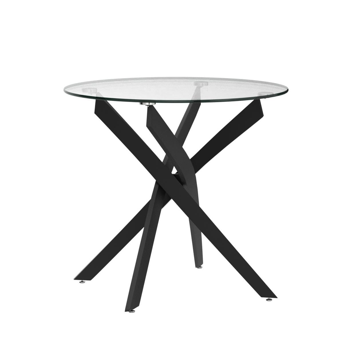 Esstisch Rund Glas Moderner Küchentisch 80cm Runder Glas Esszimmertische mit Metallbeinen für Esszimmer Wohnzimmer Küche, Schwarz DE | LEUKHOUSE