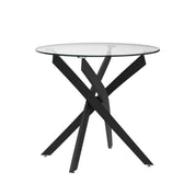 Esstisch Rund Glas Moderner Küchentisch 80cm Runder Glas Esszimmertische mit Metallbeinen für Esszimmer Wohnzimmer Küche, Schwarz DE | LEUKHOUSE