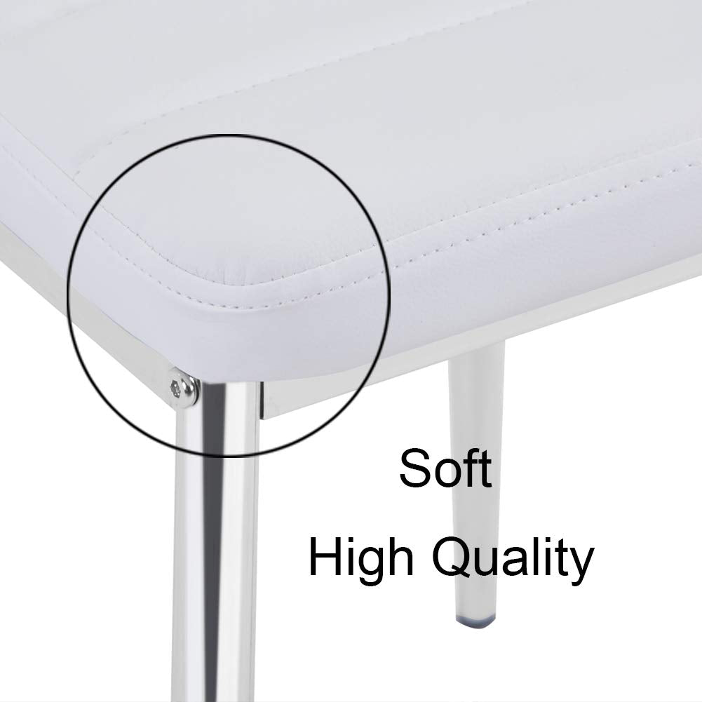 Esszimmerstühle 4er Set Weiße Moderner Eleganter Wohnzimmerstuhl Bürostühle Küchenstühle mit Verchromte Beine Weiß DE | LEUKHOUSE