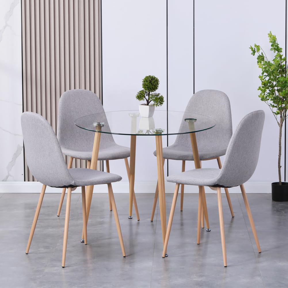 Esstisch Glas Esszimmertisch Modern küchentisch mit Metallbeine Moderner Stil Runder Tisch für Wohnzimmer Büro Küche, Glas DE | LEUKHOUSE