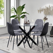 Esstisch Rund Glas Moderner Küchentisch Design Glastisch Esszimmertische für Esszimmer Wohnzimmer 4-6 Personen, 90cm, Schwarz DE | LEUKHOUSE