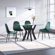 Glas Esstisch Rechteck Küchentisch mit Schwarzen Metallbeinen Moderner Industrieller Esstisch 110cm DE | LEUKHOUSE