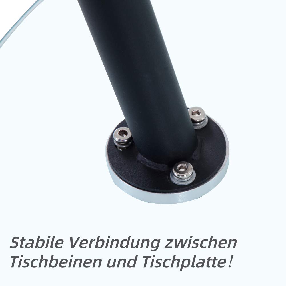 Esstisch Glas Esszimmertisch küchentisch Glastisch Moderner Stil Runder Tisch für Wohnzimmer Büro Küche Schwarz 80cm DE | LEUKHOUSE