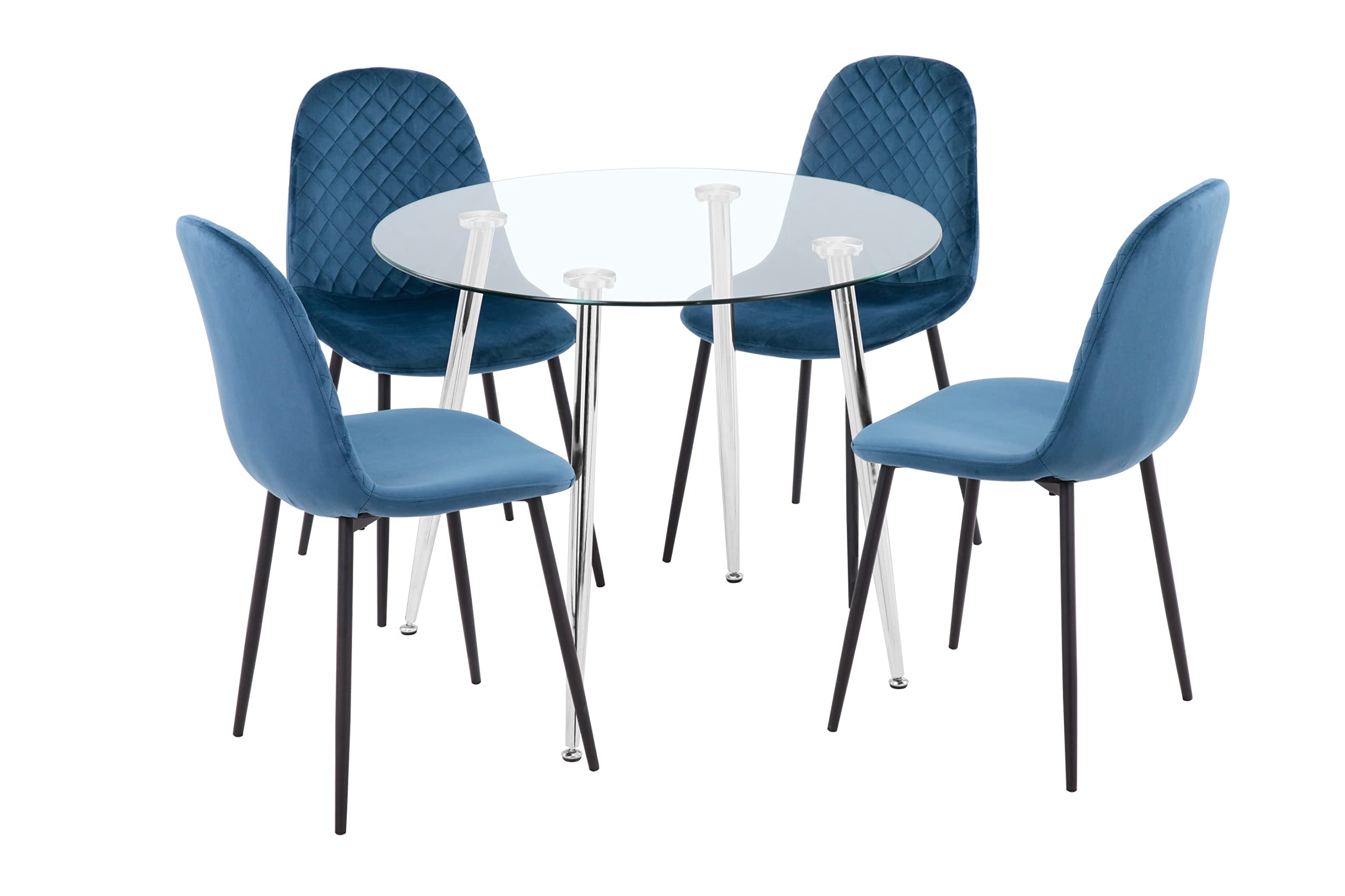 Glas Esstisch Esszimmertisch Küchentisch Glas Moderner Stil Runder Tisch für Wohnzimmer Büro Küche Silber DE | LEUKHOUSE