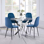 4er Set Esszimmerstuhl Samt Grün Samtstuhl Moderner Eleganter Küchenstühle Wohnzimmer Stuhl mit Schwarze Stuhlbeine, Blau DE | LEUKHOUSE