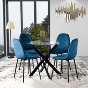 Esstisch Rund Glas Moderner Küchentisch Design Glastisch Esszimmertische für Esszimmer Wohnzimmer 4-6 Personen, 90cm, Schwarz DE | LEUKHOUSE