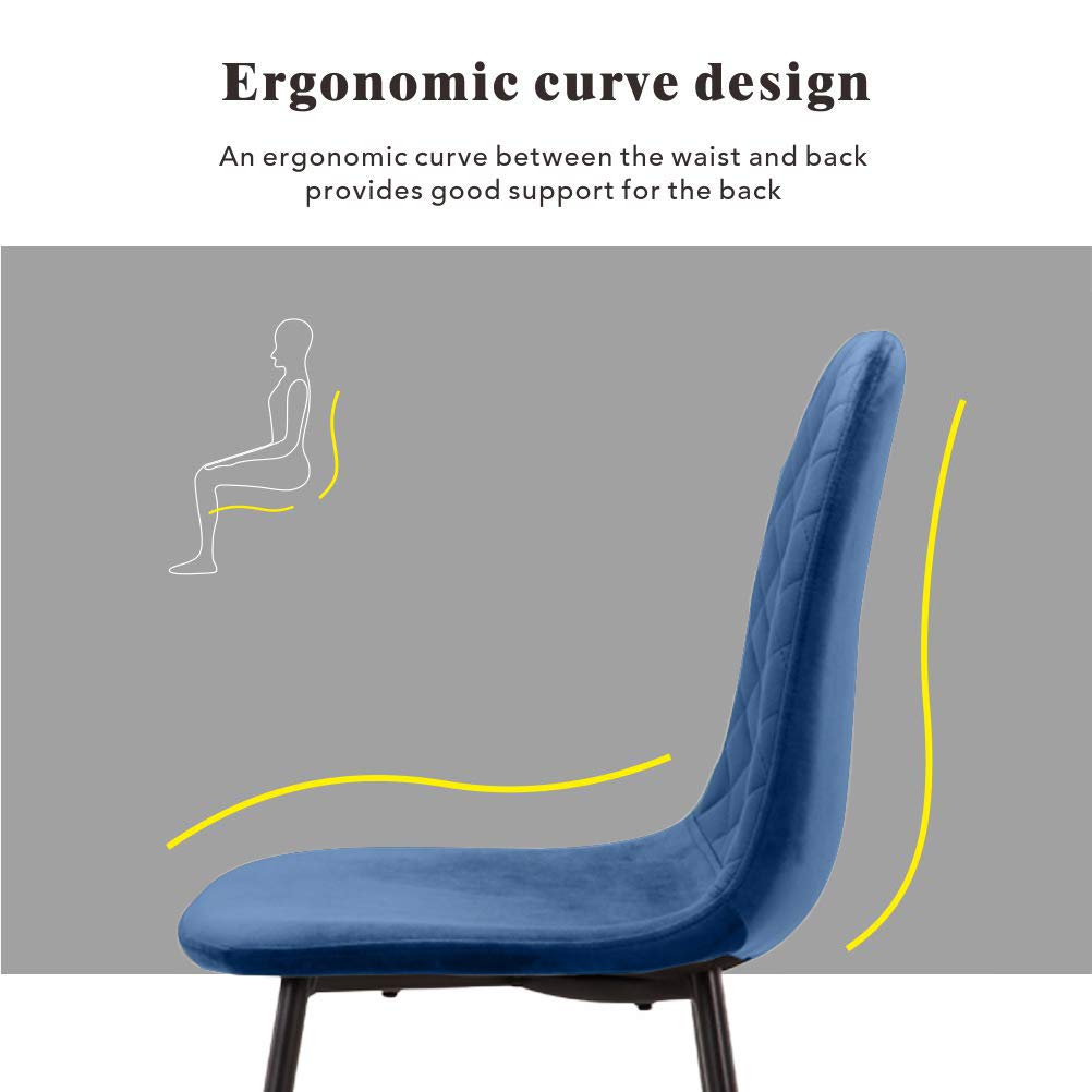 Dining Chairs Set of 4 Velvet/Blue AWS024UK | LEUKHOUSE