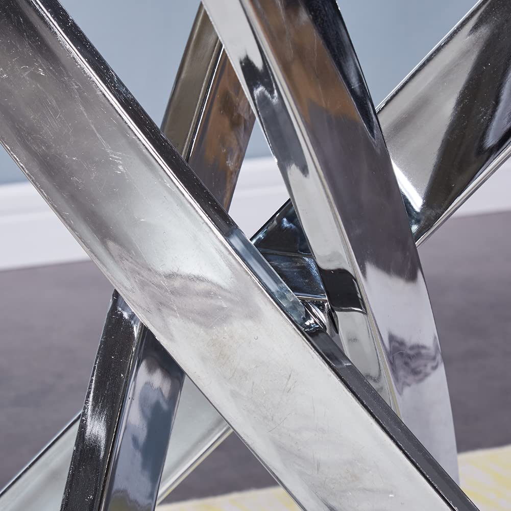 Runder Esstisch Glas Moderner Küchentisch Runder Glastisch Esszimmertische für Esszimmer Wohnzimmer Küche, Silber 80cm DE | LEUKHOUSE