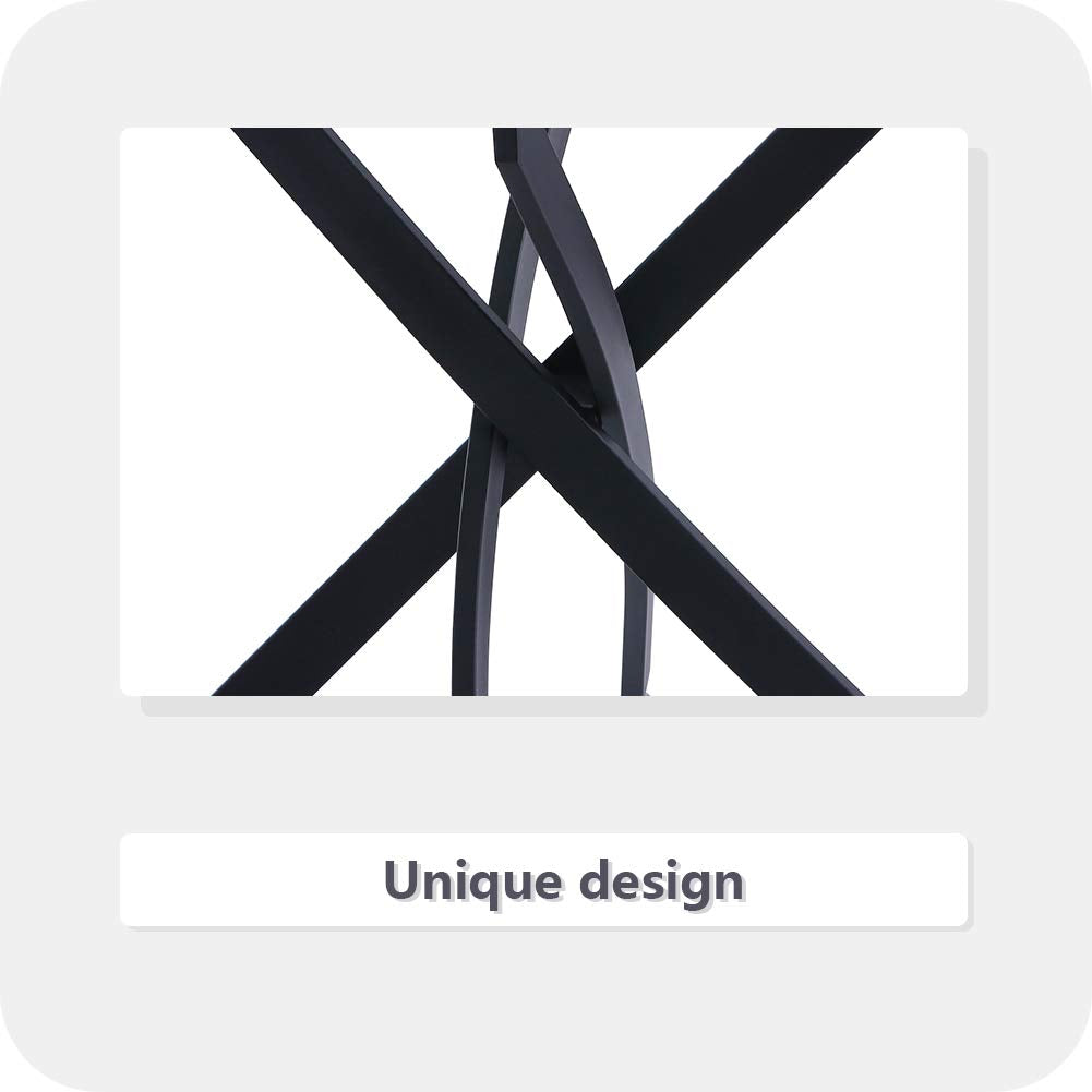 Esstisch Glas Küchentisch Glastisch Wohnzimmertisch mit Schwarze Beine Moderner Stil Rechteckiger Tisch für Büro Küche 110cm DE | LEUKHOUSE