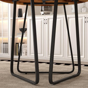 Esstisch Rund Holz Moderner Küchentisch Esszimmertische mit Schwarz Metallbeinen Tisch für Esszimmer Wohnzimmer Küche, Braun, 80 cm DE | LEUKHOUSE