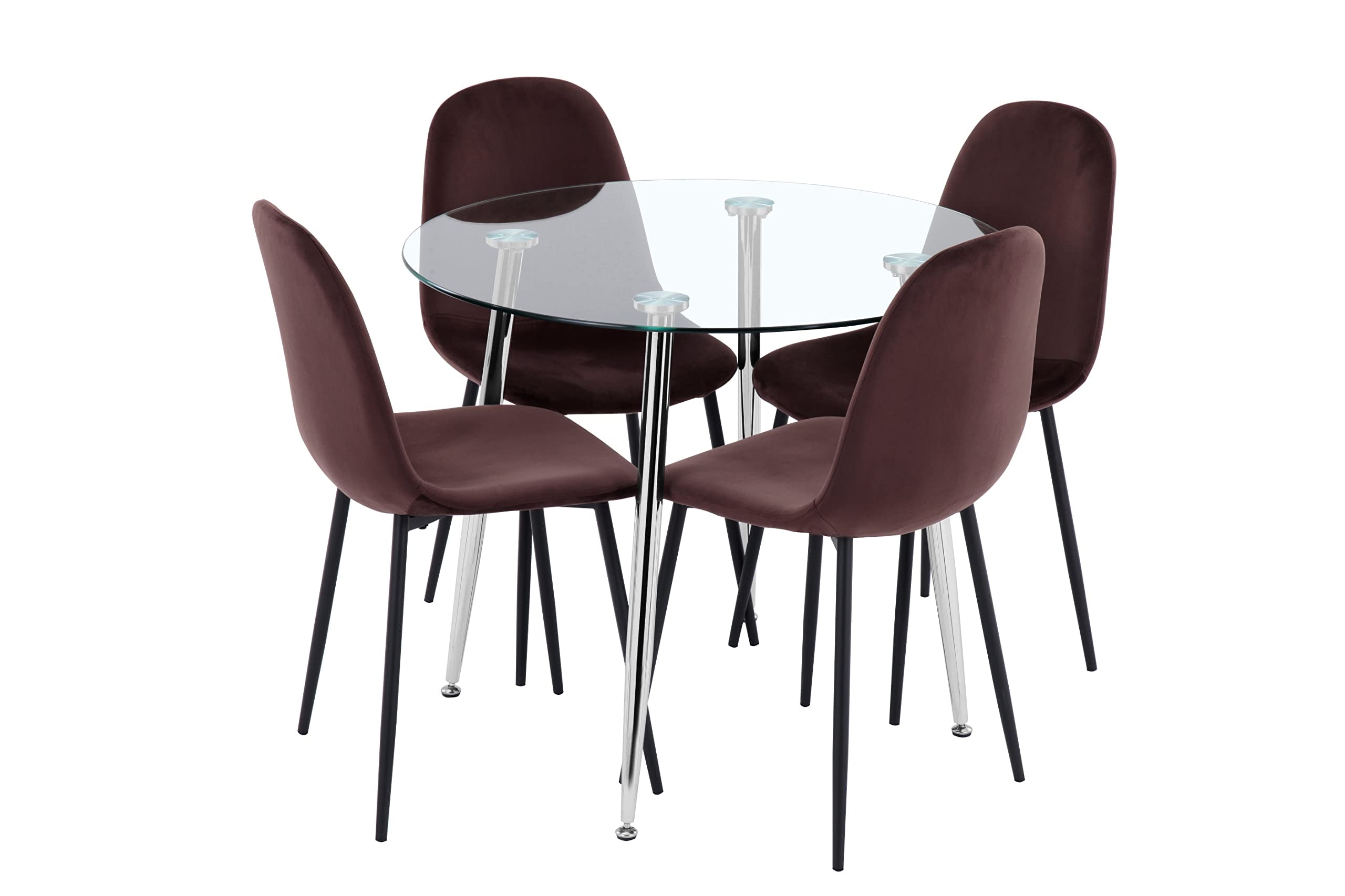 Glas Esstisch Esszimmertisch Küchentisch Glas Moderner Stil Runder Tisch für Wohnzimmer Büro Küche Silber DE | LEUKHOUSE