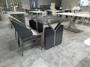 Обеденный стол Super Crystal из нержавеющей стали и дерева LKD065DTYX | LEUKHOME