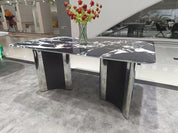 Обеденный стол из суперкристальной нержавеющей стали LKD059DTYX | LEUKHOME