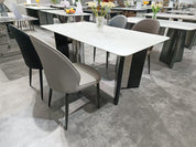 Dining Table Super Crystal Stainless Steel Wood LKD063DTYX | LEUKHOME