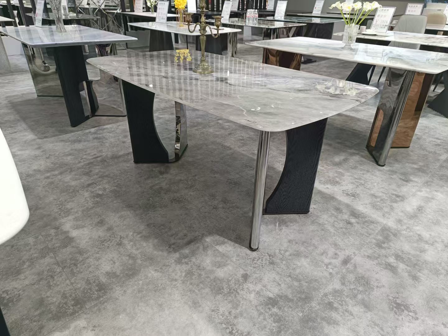 Dining Table Super Crystal Stainless Steel Wood LKD069DTYX | LEUKHOME