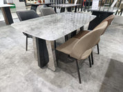 Dining Table Super Crystal Stainless Steel Wood LKD073DTYX | LEUKHOME
