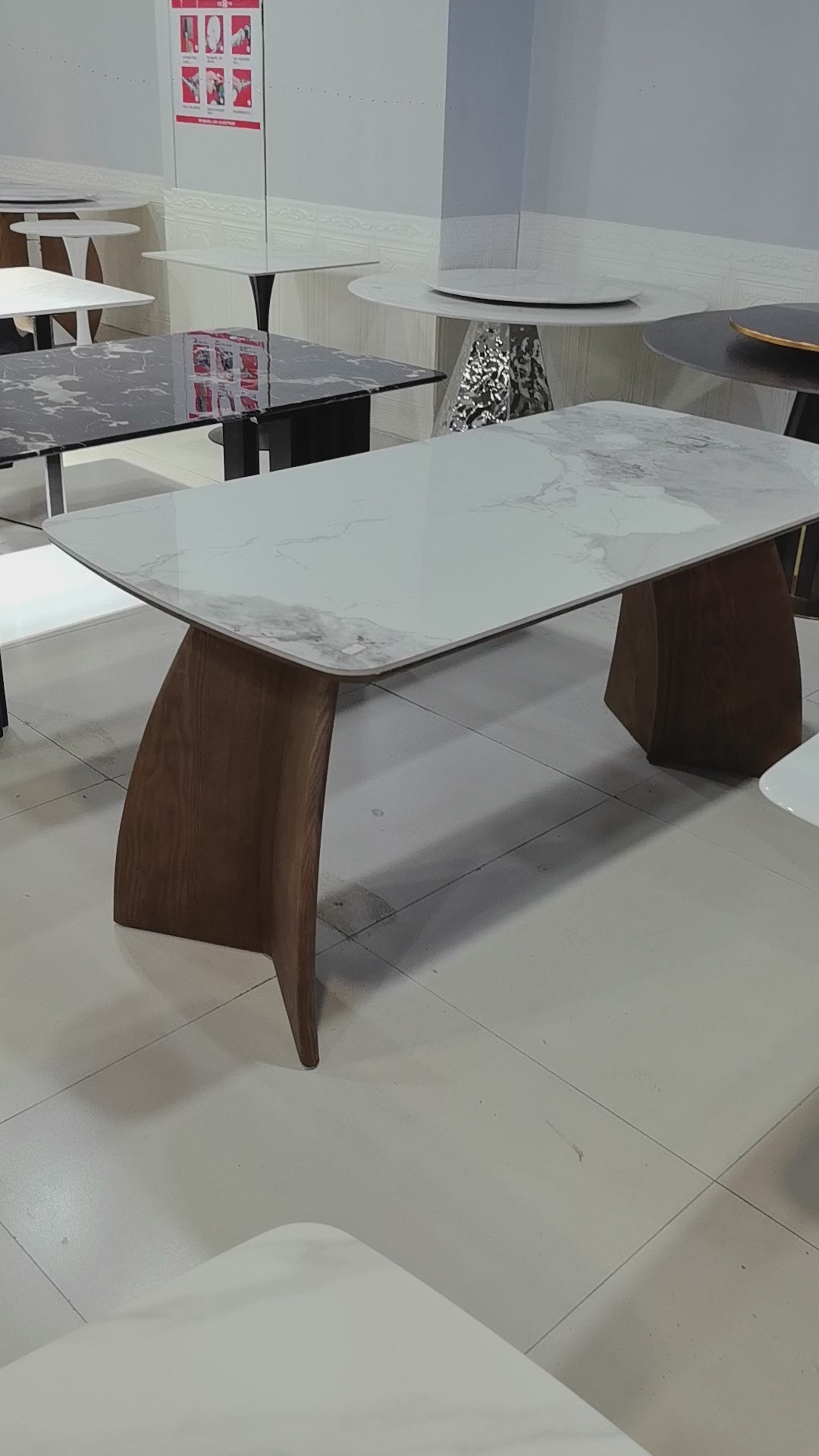Dining Table Sintered Stone Wood Veneer LKD101DTHX | LEUKHOME