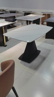 Dining Table Sintered Stone Carbon Steel LKD116DTHX | LEUKHOME