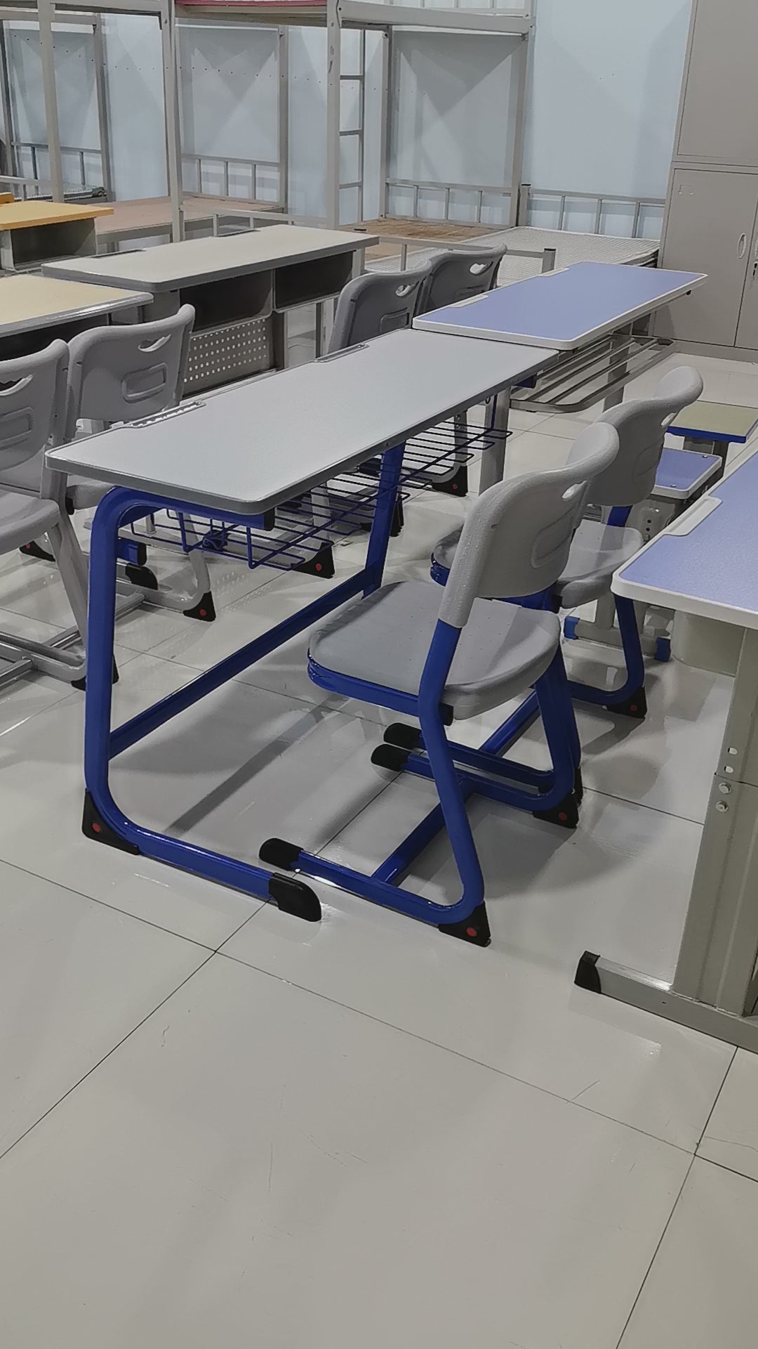 Double Desk and Chair, 1 Set (1 Table+2 Chairs) LKS102DKTSL | LEUKHOME