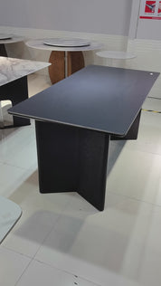 Dining Table Sintered Stone Wood Veneer LKD099DTHX | LEUKHOME