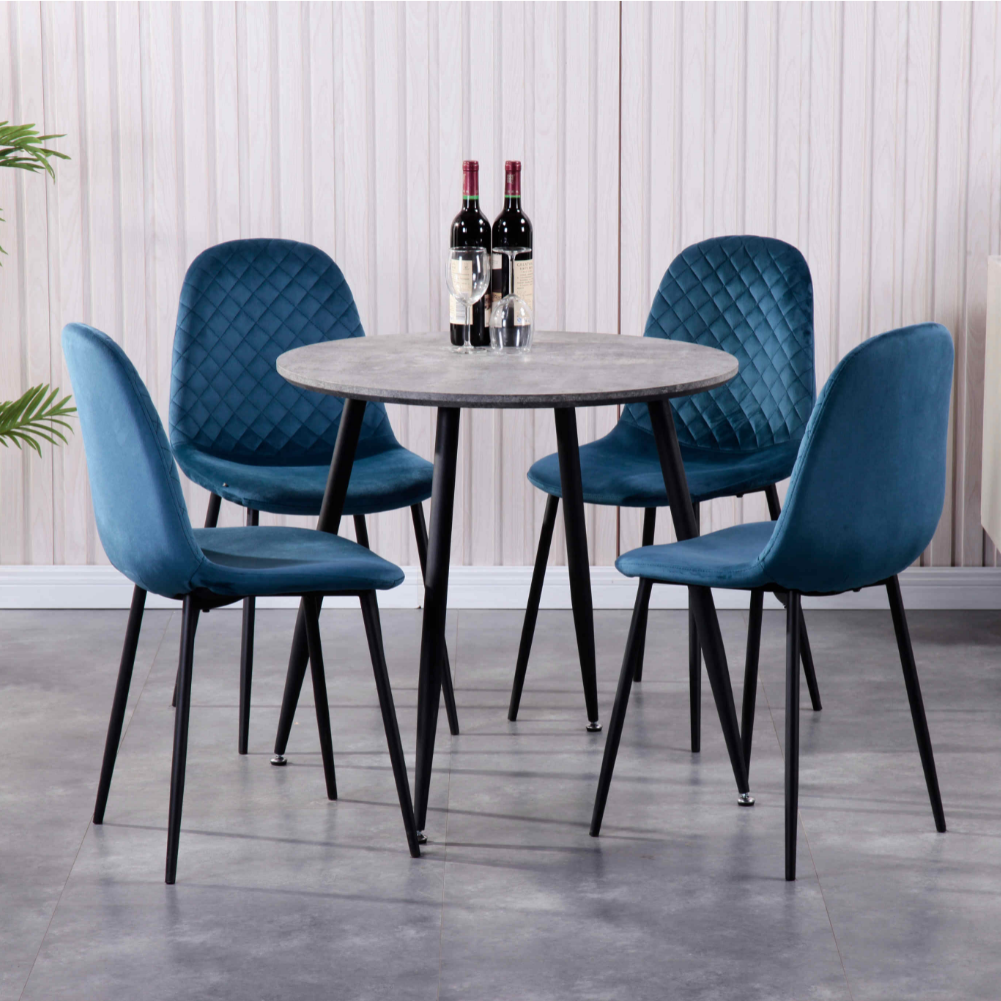 Round Dining Table 90x90cm Grey/Black AWS112UK | LEUKHOUSE