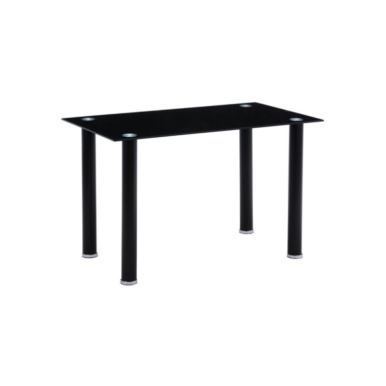 Black Rectangular Glass Dining Table - One Table for Three Uses | LEUKHOME