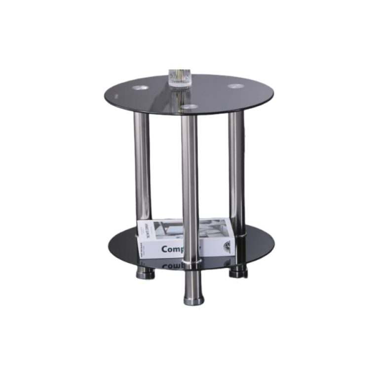 Round Black Glass Coffee Table