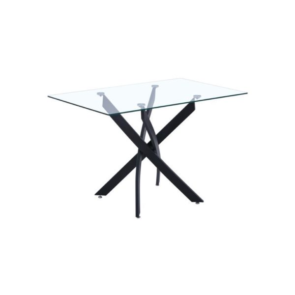 Rectangular Glass Dining Table with Black Legs