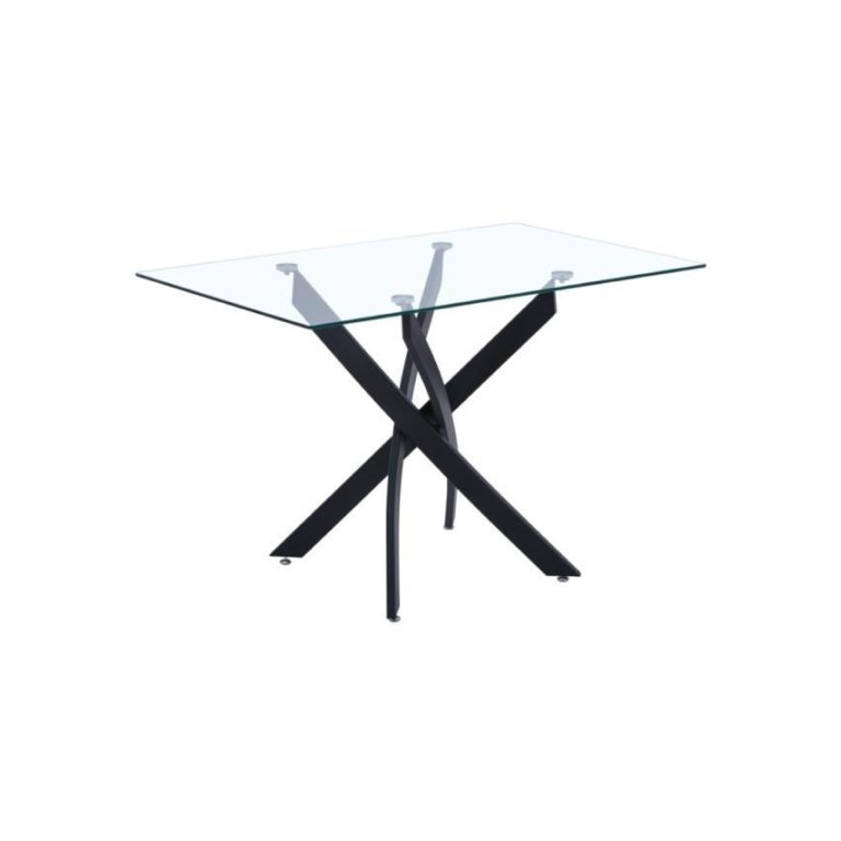 Rectangular Glass Dining Table with Black Legs