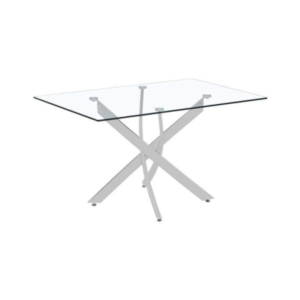 Rectangular Glass Dining Table with Chrome Legs.021-3