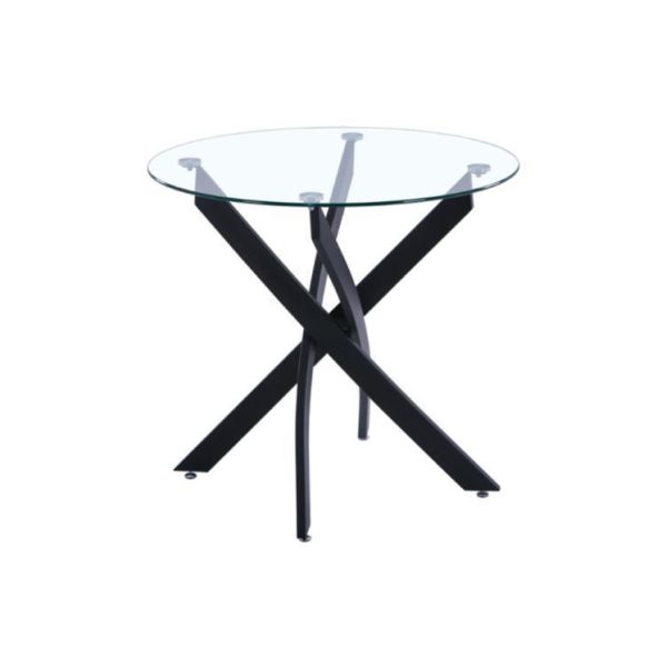 Cross Round Clear Glass Dining Table