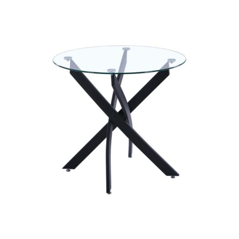 Cross Round Clear Glass Dining Table