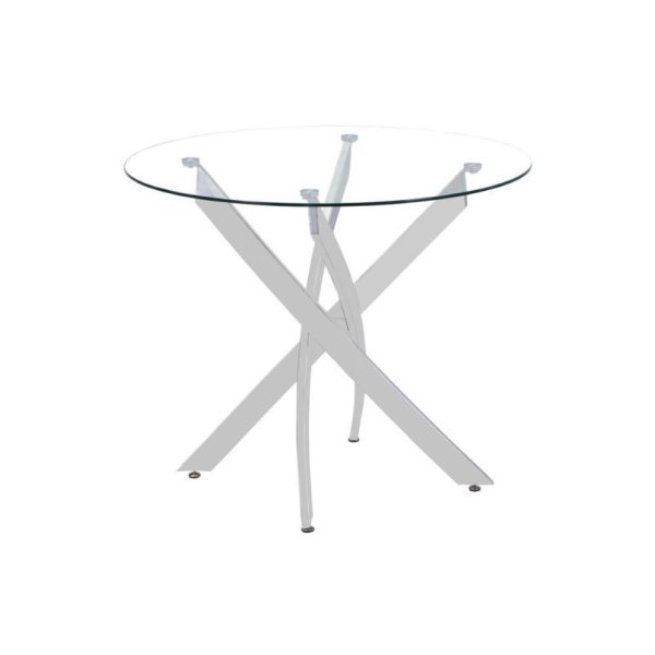 Medium Cross Round Clear Glass Dining Table