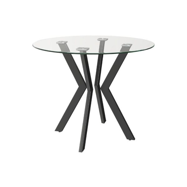 Cross Round Clear Glass Dining Table