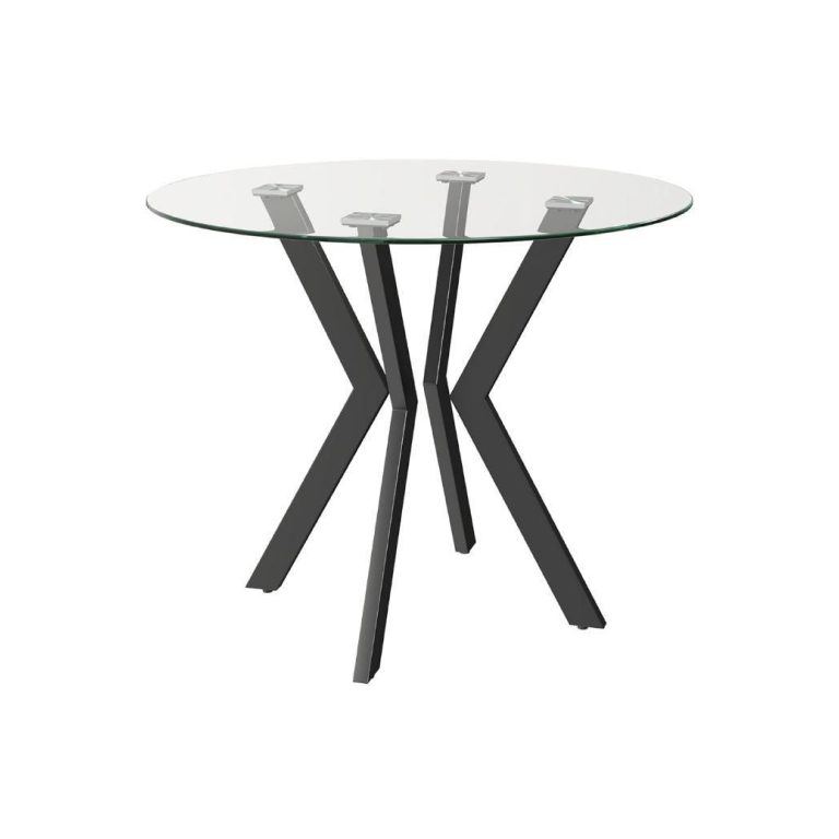 Cross Round Clear Glass Dining Table