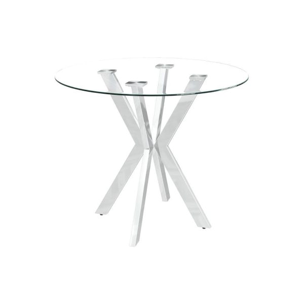 Cross Round Clear Glass Dining Table
