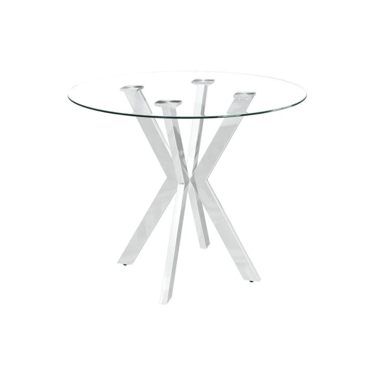 Cross Round Clear Glass Dining Table