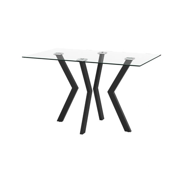 Rectangular Glass Dining Table with Geometric Design | LEUKHOME