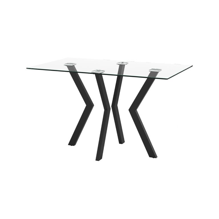 Rectangular Glass Dining Table with Geometric Design | LEUKHOME