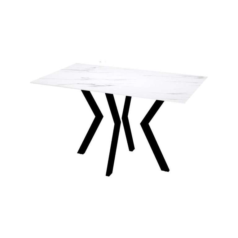 Rectangular Marble Tempered Glass Dining Table