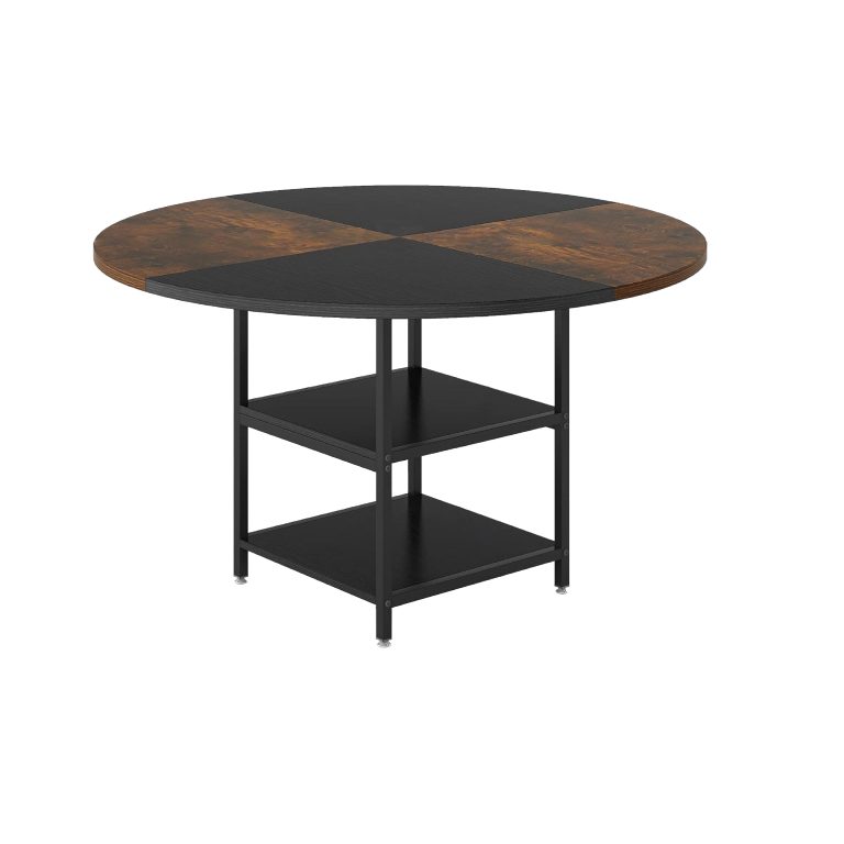 Round Dining Table with Two Layers of Storage
