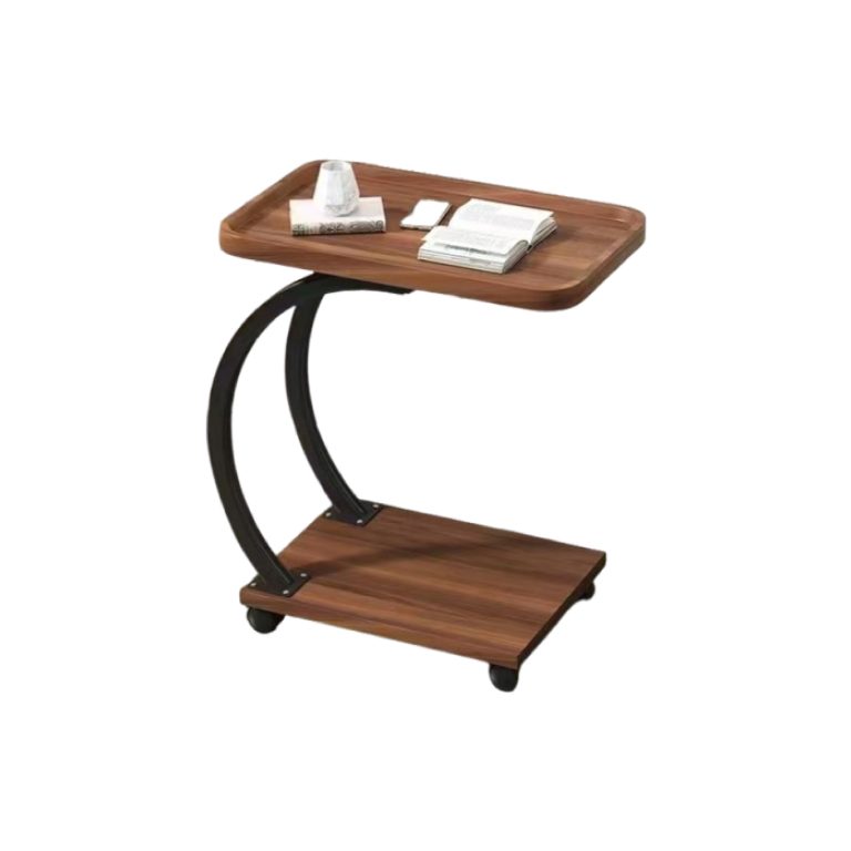 Side Table Wooden with 4 Wheels - 360° Mobility | LEUKHOME