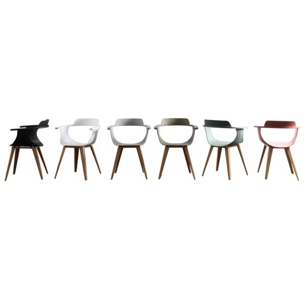 Plastic Chair PP (4 Chairs) -Embracing armrest | LEUKHOME