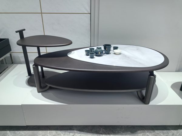 Coffee Table Artificial Stone Wood Veneer LKL031CTZZ | LEUKHOME