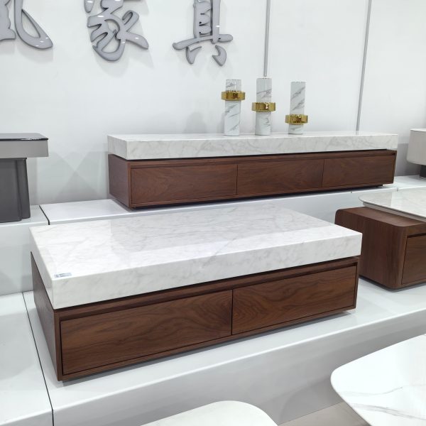 Coffee Table Imitation Marble Wood Veneer LKLM1519CTFH | LEUKHOME